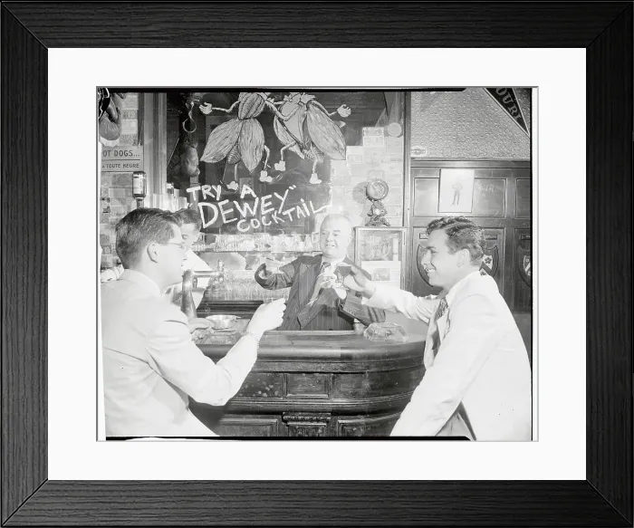 Framed Print : Three Men in Bar Drinking Dewey Cocktail Framed Print : Three Men in Bar Drinking Dewey Cocktail