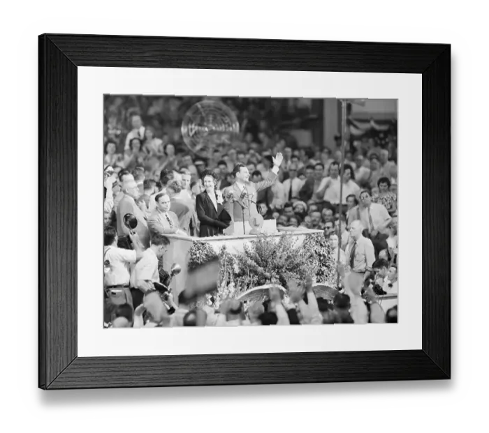 Framed Print : Thomas E Dewey with Wife Waving to Crowd Framed Print : Thomas E Dewey with Wife Waving to Crowd