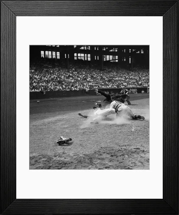 Framed Print : Umpire Calls Sliding Lou Boudreau Safe Framed Print : Umpire Calls Sliding Lou Boudreau Safe