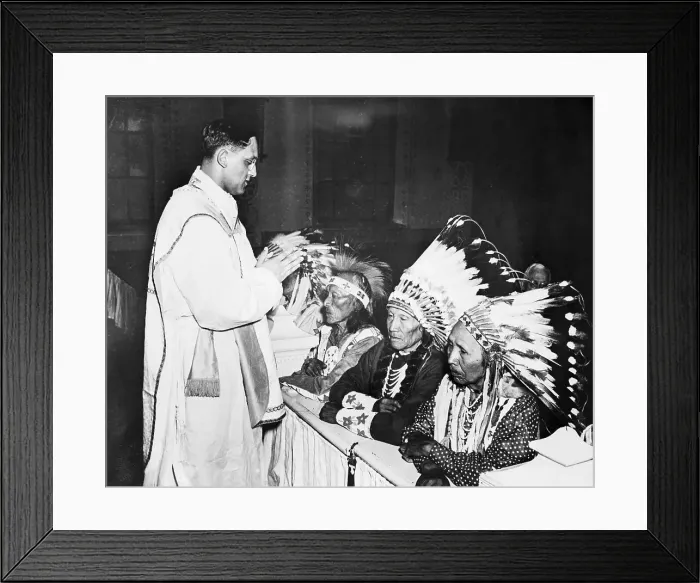 Framed Print : First Indian Priest Giving Blessings