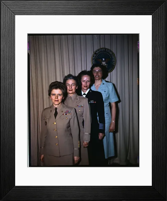 Framed Print : Women Military Officers Standing for Portrait Framed Print : Women Military Officers Standing for Portrait