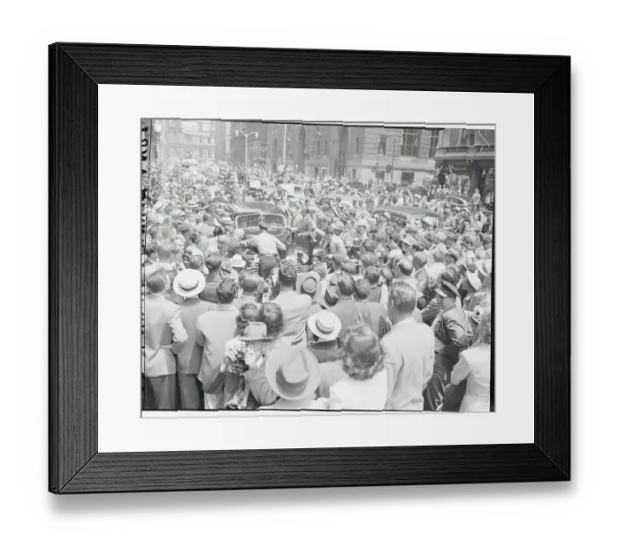 Framed Print : Crowd Gathering Around an Automobile Framed Print : Crowd Gathering Around an Automobile