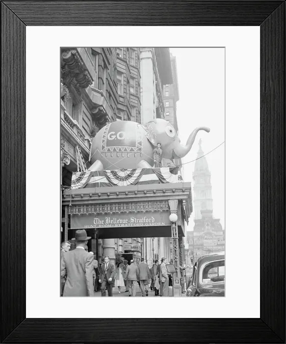 Framed Print : GOP Elephant on Hotel Marquee Framed Print : GOP Elephant on Hotel Marquee
