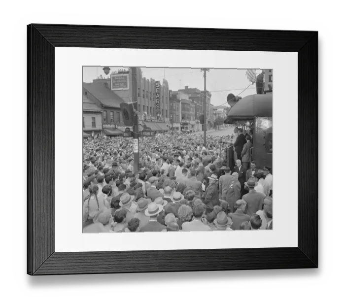 Framed Print : President Truman Speaking to Crowd from Train