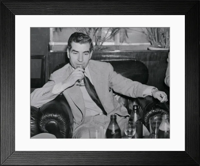 Framed Print : Lucky Luciano Sipping Wine Framed Print : Lucky Luciano Sipping Wine