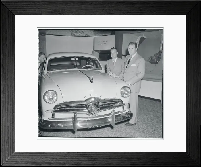 Framed Print : Henry Ford II and Brother Benson with New Models Framed Print : Henry Ford II and Brother Benson with New Models
