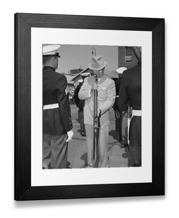 Framed Print : President Truman Looking Down the Barrel of Rifle Framed Print : President Truman Looking Down the Barrel of Rifle