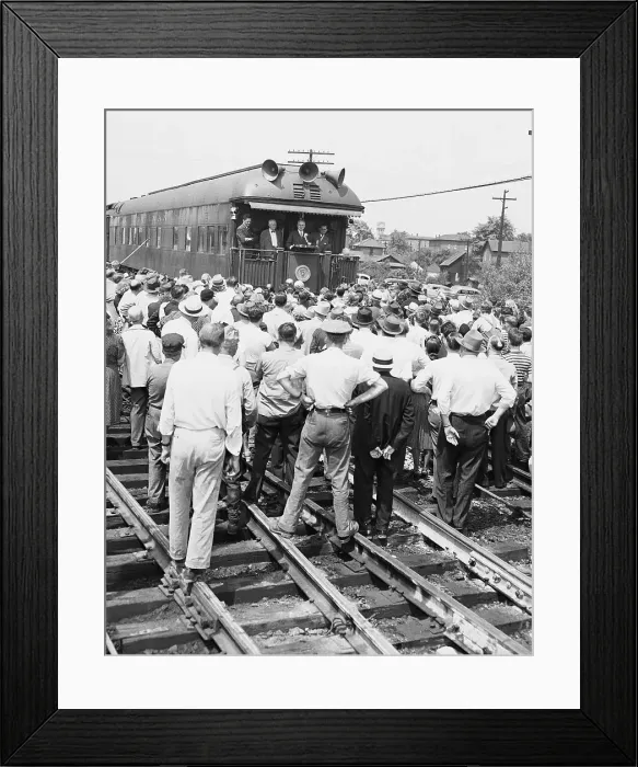 Framed Print : Truman Speaking from Train Framed Print : Truman Speaking from Train
