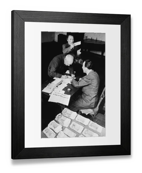 Framed Print : German Citizens Visiting Bank for Money Exchanges Framed Print : German Citizens Visiting Bank for Money Exchanges