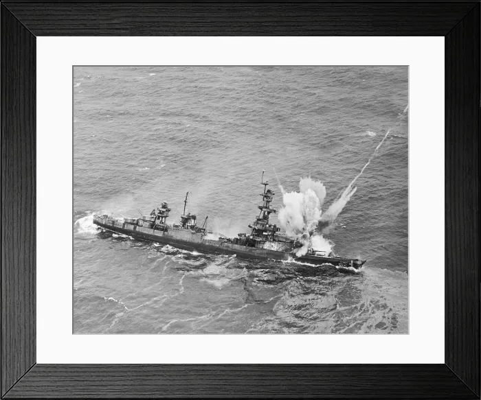 Framed Print : US Warship Used a A-Bomb Target Scuttled 1948 Framed Print : US Warship Used a A-Bomb Target Scuttled 1948