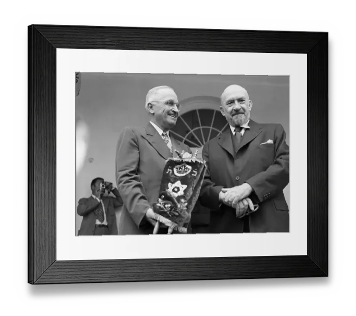 Framed Print : Turman Holding Torah Next To Weizmann