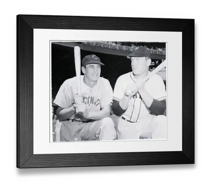 Framed Print : Hank Sauer And Johnny Mize Compare Grips Framed Print : Hank Sauer And Johnny Mize Compare Grips