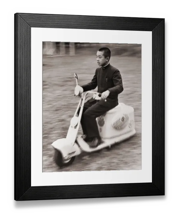 Framed Print : Prince Akihito on Motor Scooter Framed Print : Prince Akihito on Motor Scooter