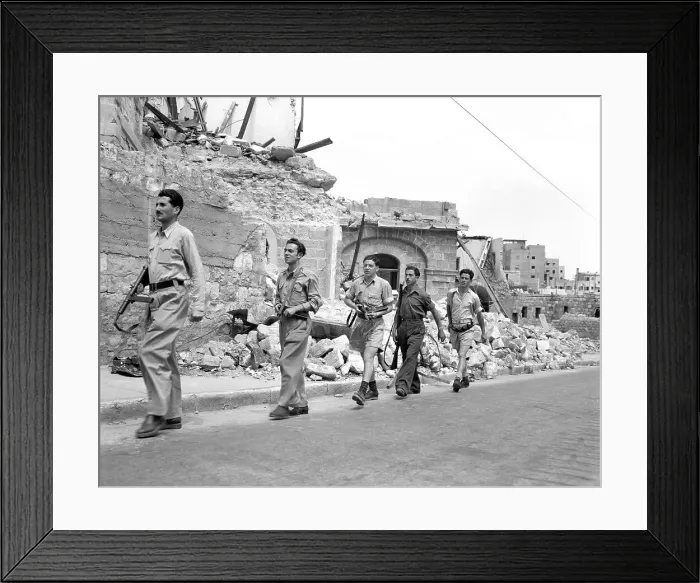 Framed Print : Haganah Troops and Ruined Buildings Framed Print : Haganah Troops and Ruined Buildings