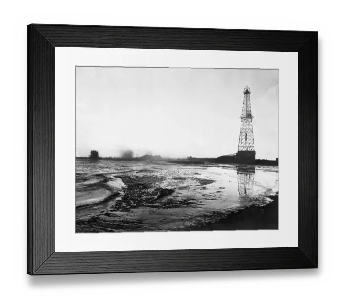 Framed Print : Huge Lake Of Oil Around Oil Well Framed Print : Huge Lake Of Oil Around Oil Well