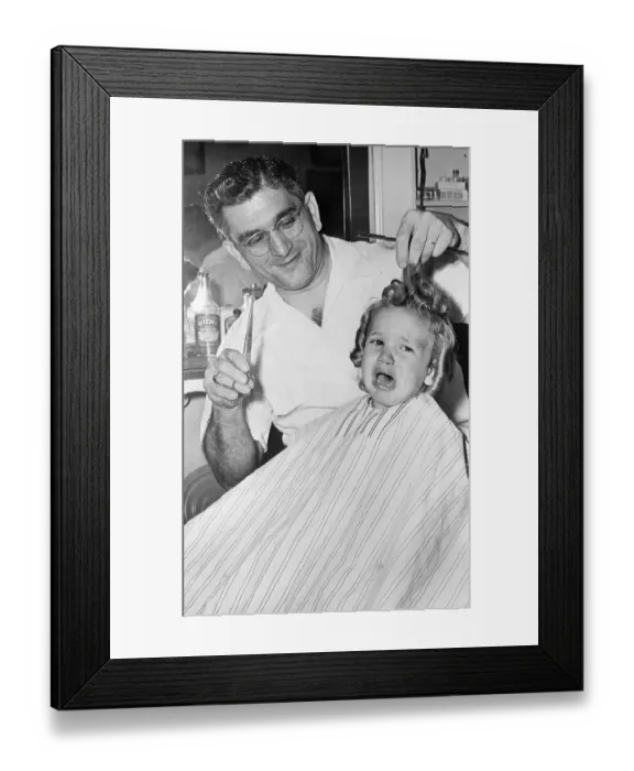 Framed Print : Toddler Getting Haircut, Crying Framed Print : Toddler Getting Haircut, Crying