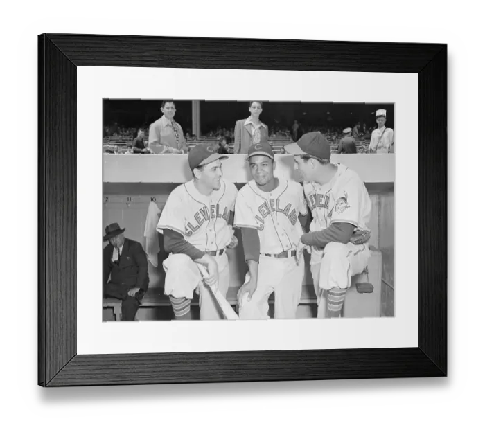 Framed Print : Cleveland Indian Teammates Posing in Dugout Framed Print : Cleveland Indian Teammates Posing in Dugout