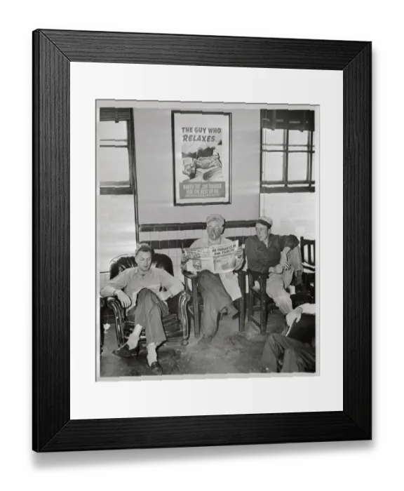 Framed Print : Train Workers Sitting in Waiting Room Framed Print : Train Workers Sitting in Waiting Room