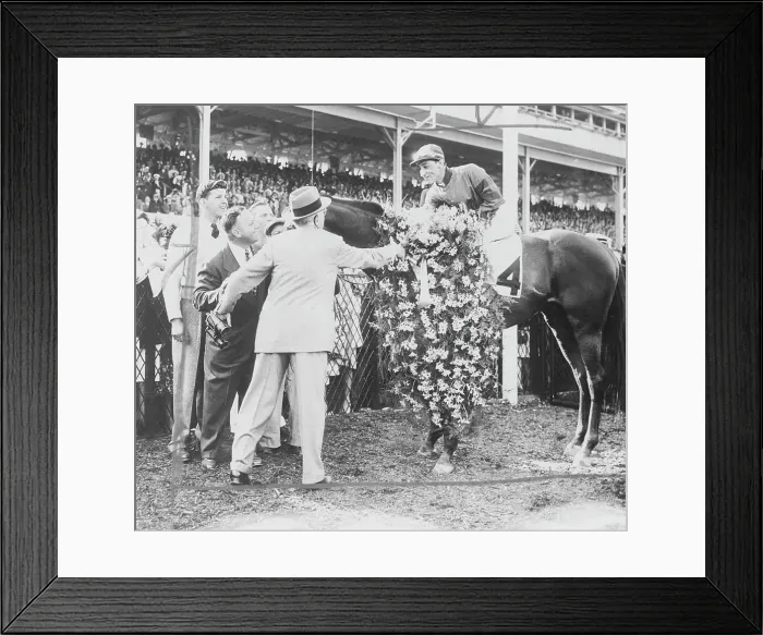 Framed Print : Jockey Eddie Arcaro Atop Citation with Owner Warren Wright Framed Print : Jockey Eddie Arcaro Atop Citation with Owner Warren Wright