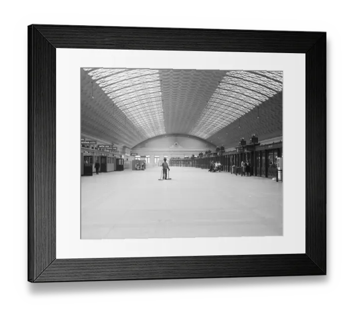 Framed Print : Janitor Stands In Deserted Union Station Framed Print : Janitor Stands In Deserted Union Station