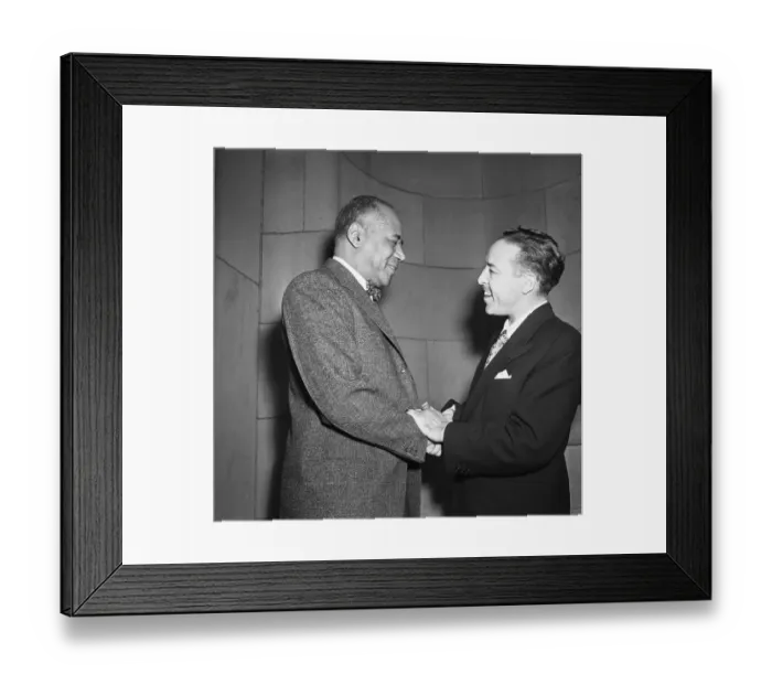 Framed Print : Dalton Trumbo Shaking Hands with His Attorney Framed Print : Dalton Trumbo Shaking Hands with His Attorney