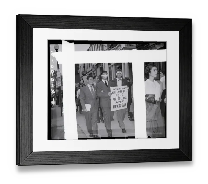 Framed Print : Gagged Protesters with Anti-Mundt Sign Framed Print : Gagged Protesters with Anti-Mundt Sign