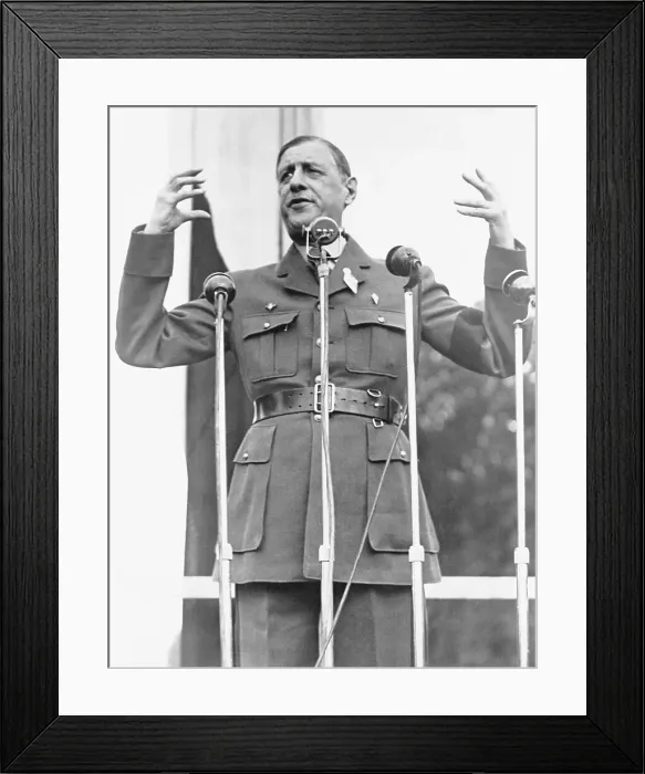 Framed Print : Charles De Gaulle Addressing Rally Framed Print : Charles De Gaulle Addressing Rally