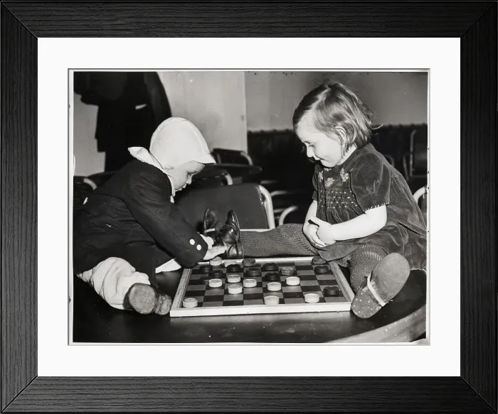 Framed Print : Small Children Playing Checkers