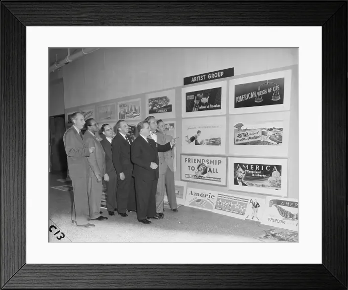 Framed Print : Judges Viewing Posters at McCandlish Contest Framed Print : Judges Viewing Posters at McCandlish Contest