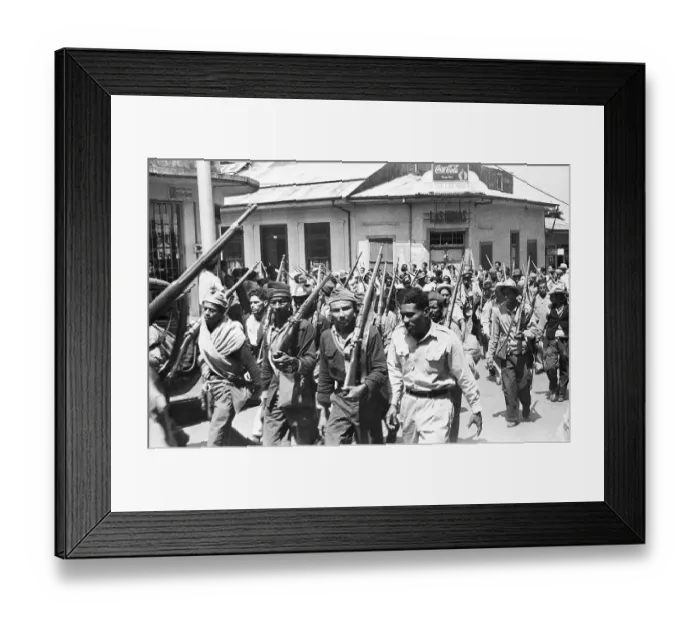 Framed Print : Costa Rican Soldiers March in Street Framed Print : Costa Rican Soldiers March in Street