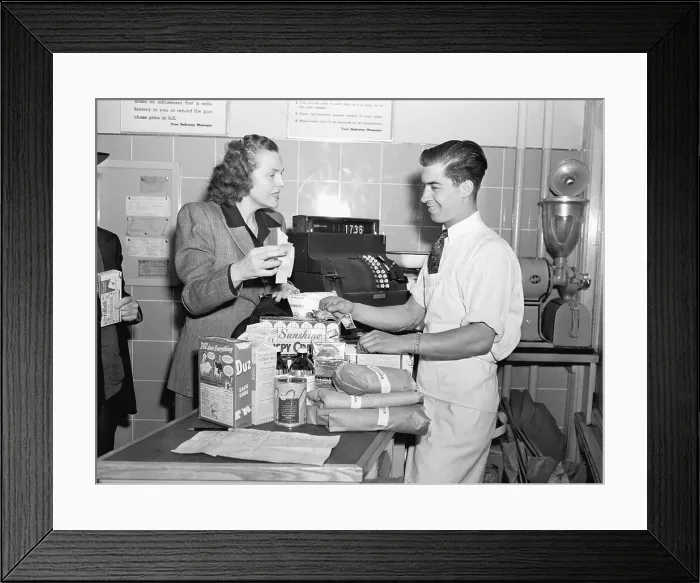 Framed Print : Representative Helen Douglas at Grocery Store Checkout Framed Print : Representative Helen Douglas at Grocery Store Checkout