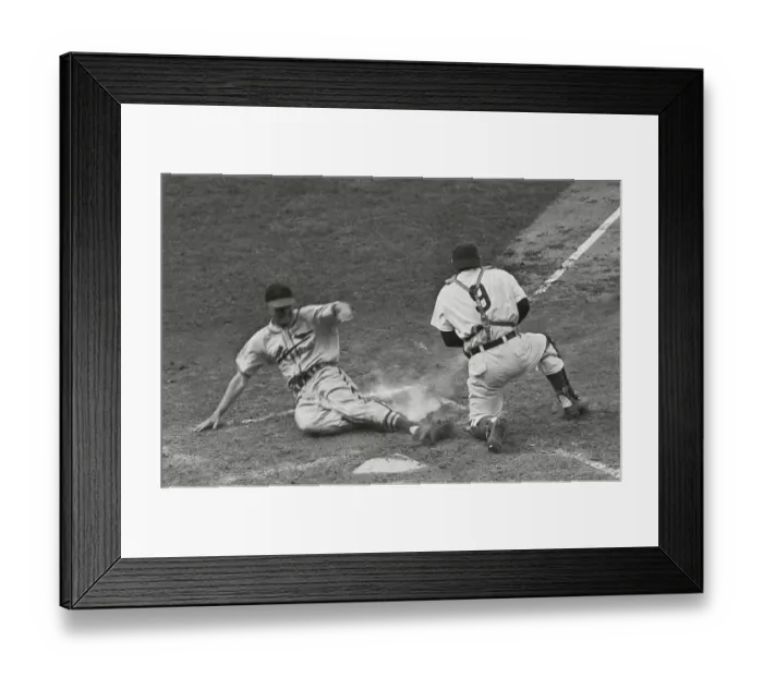 Framed Print : Erv Dusak Sliding Home Safely Framed Print : Erv Dusak Sliding Home Safely