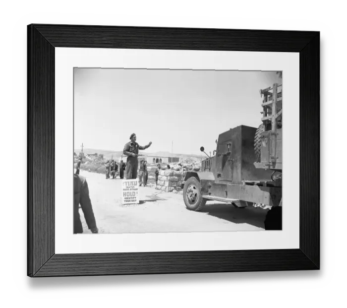 Framed Print : Jewish Guard Checking Truck Framed Print : Jewish Guard Checking Truck