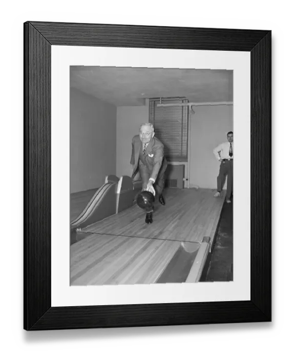 Framed Print : Harry S. Truman Pitching Bowling Ball Framed Print : Harry S. Truman Pitching Bowling Ball