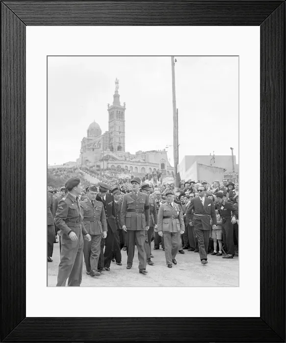 Framed Print : General Charles De Gaulle Walking Through a Crowd Framed Print : General Charles De Gaulle Walking Through a Crowd