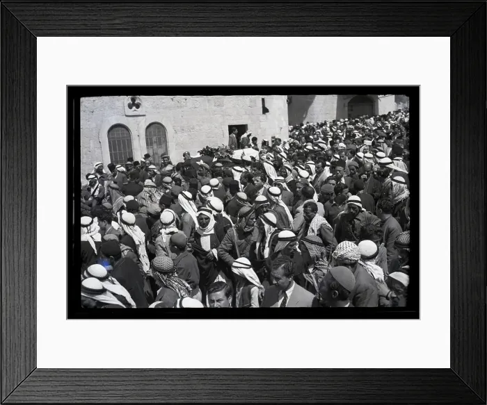 Framed Print : Mourners Attending Funeral of Abdul Kadir Husseini Framed Print : Mourners Attending Funeral of Abdul Kadir Husseini