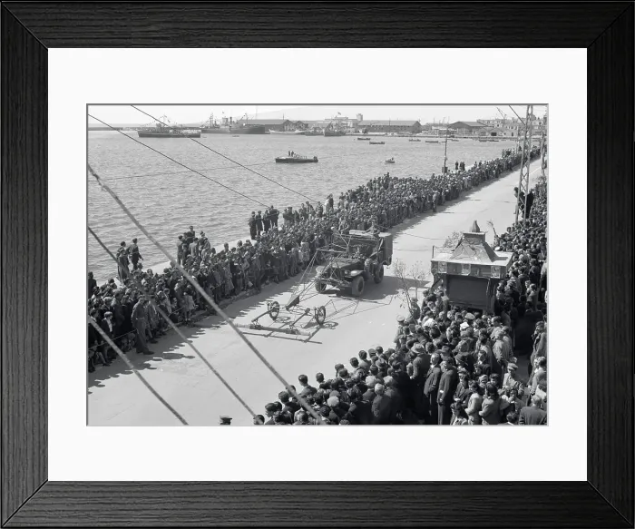 Framed Print : Aerial View of Greek Troops and Minesweeper on Carrier Framed Print : Aerial View of Greek Troops and Minesweeper on Carrier