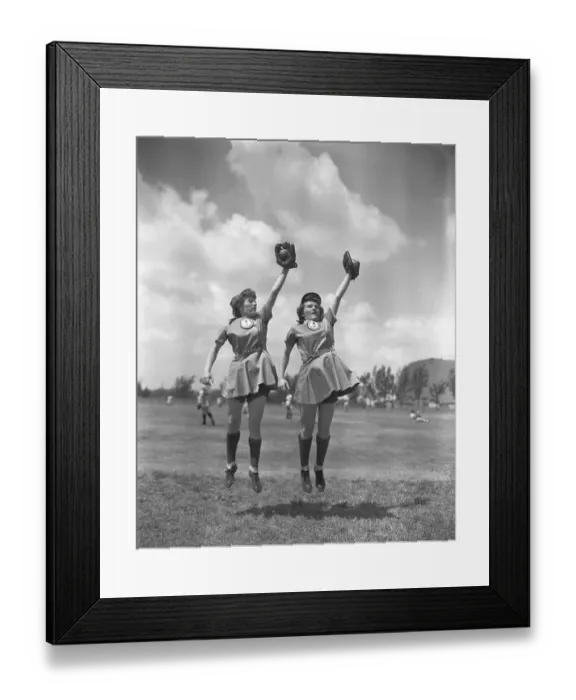 Framed Print : Women's Baseball League Twin Players Framed Print : Women's Baseball League Twin Players