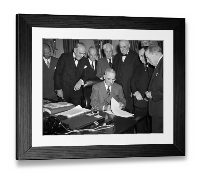 Framed Print : President Truman Signing a Foreign Aid Bill Framed Print : President Truman Signing a Foreign Aid Bill