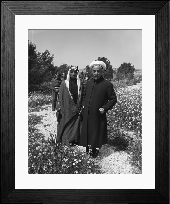 Framed Print : King Abdullah with Prince Talal in Garden Framed Print : King Abdullah with Prince Talal in Garden