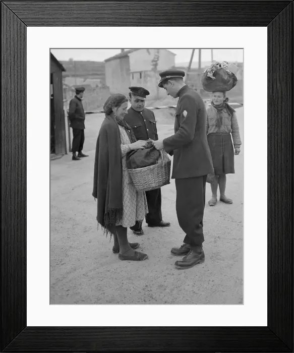 Framed Print : Police Stopping Pedestrians