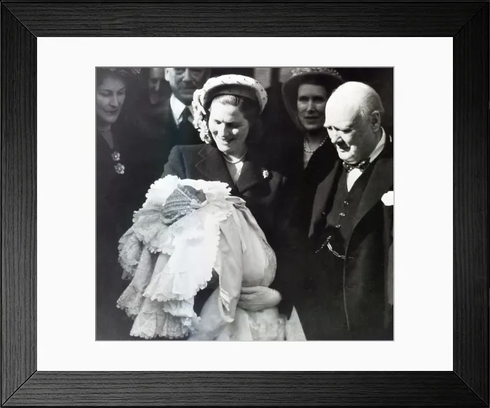 Framed Print : Churchill Admimres Grandson In Mom'S Arm