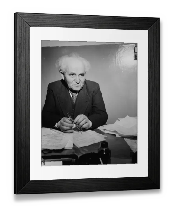 Framed Print : David Ben Gurion in Office