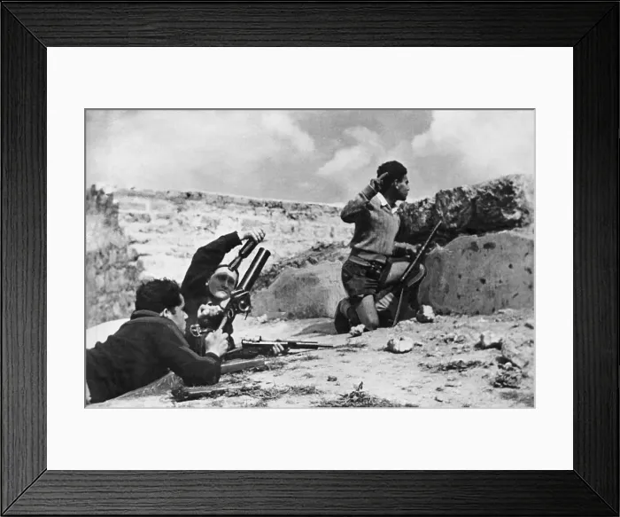 Framed Print : Haganah Soldiers with Weaponry Taking Cover from Mortar Framed Print : Haganah Soldiers with Weaponry Taking Cover from Mortar