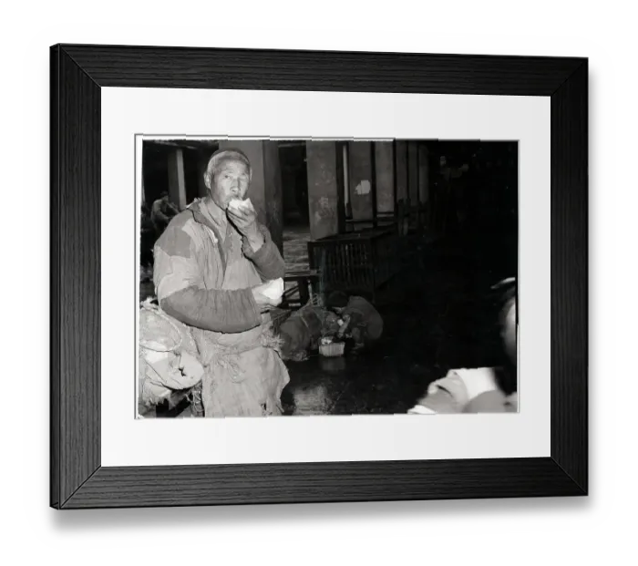 Framed Print : Chinese Man In Tattered Clothes Eating Framed Print : Chinese Man In Tattered Clothes Eating