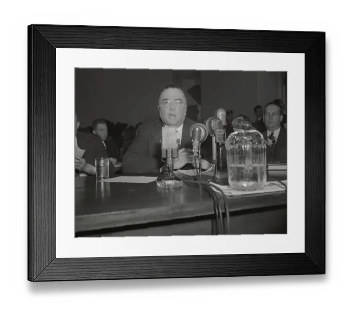 Framed Print : J. Edgar Hoover Speaking at Microphones Framed Print : J. Edgar Hoover Speaking at Microphones