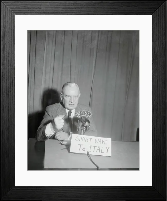 Framed Print : William Donovan Speaking at Microphone
