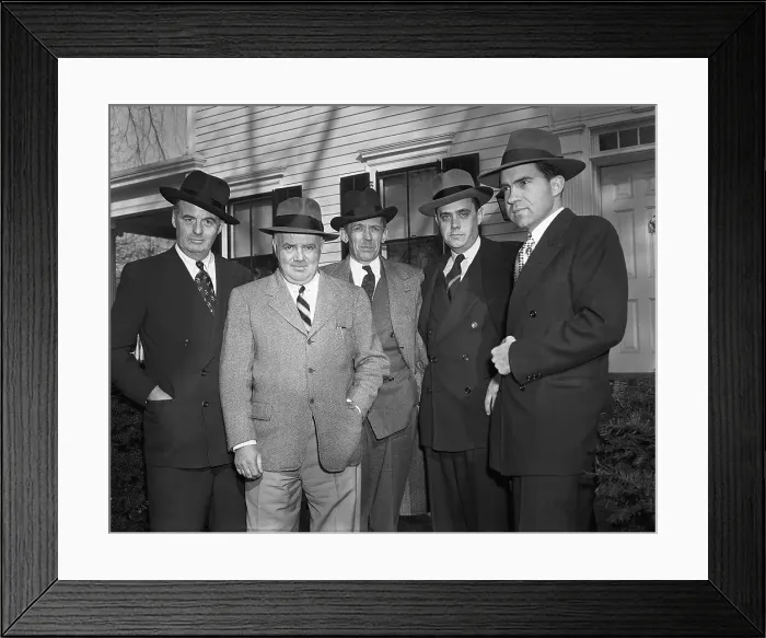 Framed Print : Congressmen Pose Outside Home Framed Print : Congressmen Pose Outside Home
