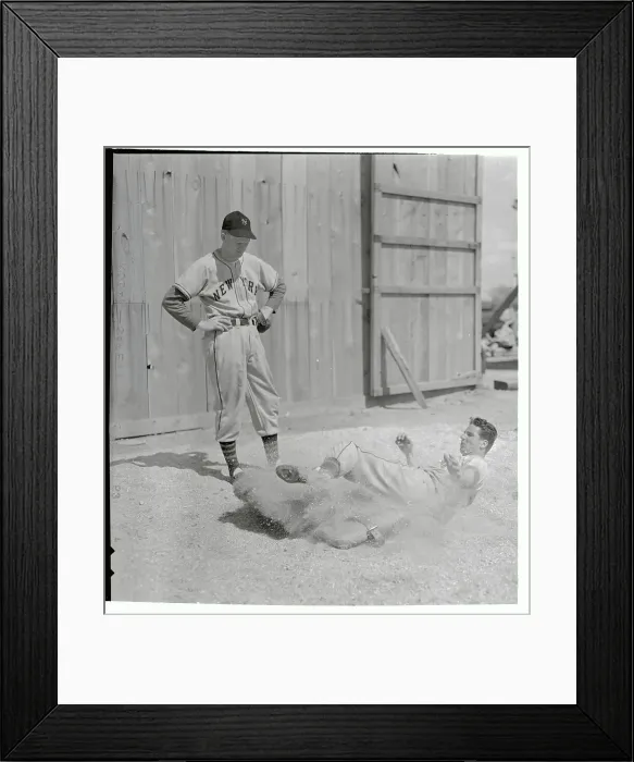Framed Print : Baseball Players Practicing on Base Entry Framed Print : Baseball Players Practicing on Base Entry