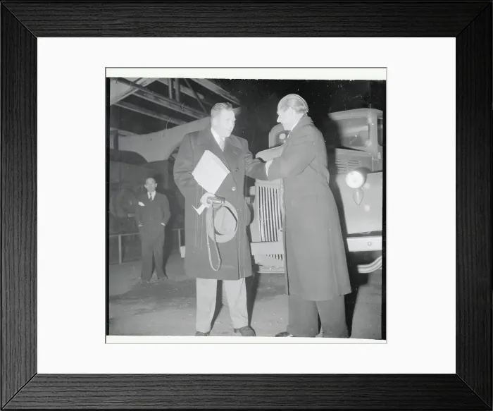 Framed Print : Henry Ford II Shaking Hands with Factory Manager Framed Print : Henry Ford II Shaking Hands with Factory Manager